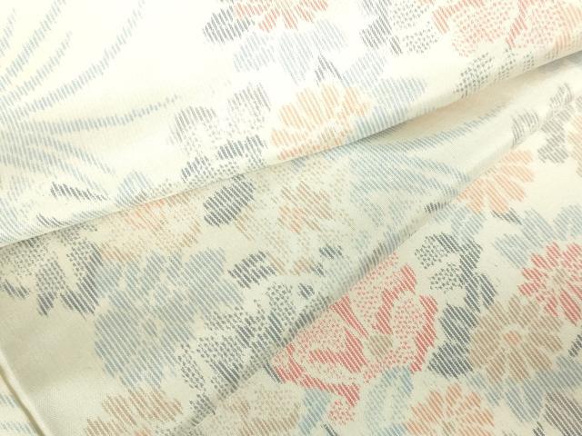 平和屋着物▽上質な紬 単衣 草花文 正絹 逸品 DABF3344op