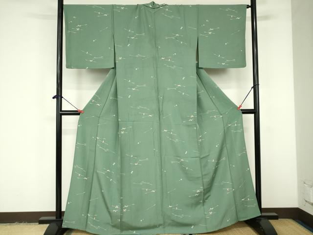平和屋着物▽上質な小紋 単衣 舞桜 煙管 正絹 逸品 DABF3346op