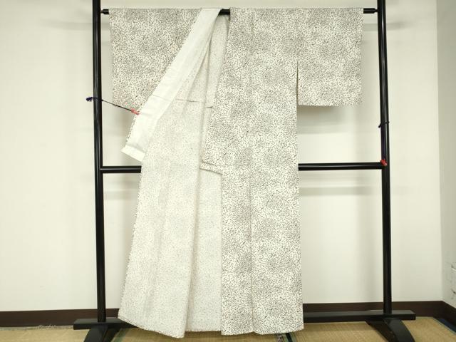 平和屋着物▽上質な小紋 単衣 草葉文 正絹 逸品 DABF3347op