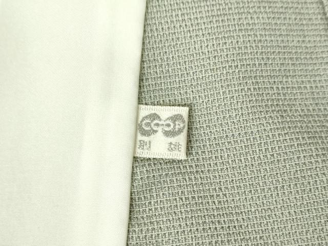 平和屋着物▽本塩沢 単衣 絣文様 柳鼠色 正絹 逸品 DABF3350op