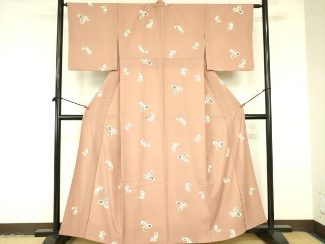 平和屋着物▼上質な小紋 型染 草花文 正絹 逸品 DABF3362op