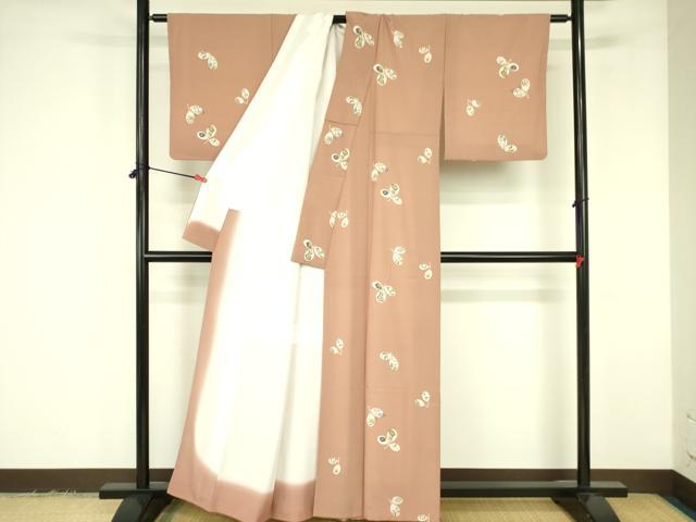 平和屋着物▼上質な小紋 型染 草花文 正絹 逸品 DABF3362op