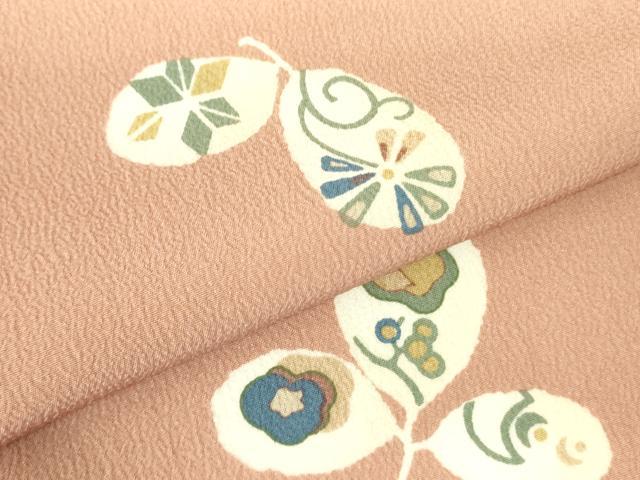 平和屋着物▼上質な小紋 型染 草花文 正絹 逸品 DABF3362op