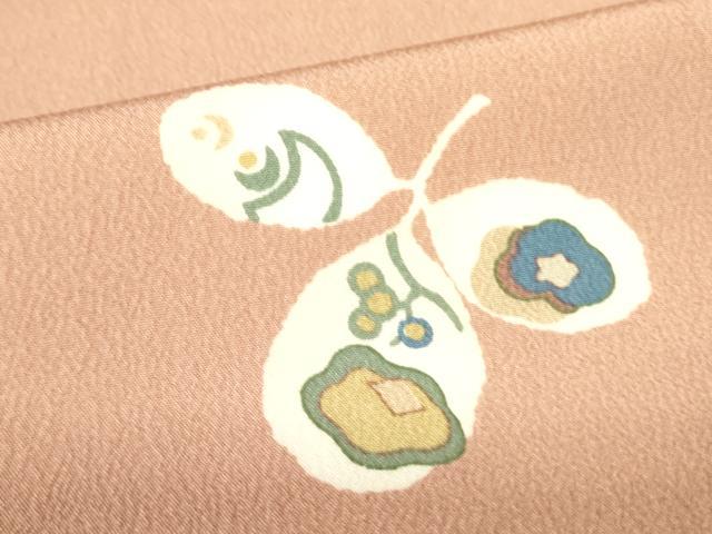 平和屋着物▼上質な小紋 型染 草花文 正絹 逸品 DABF3362op