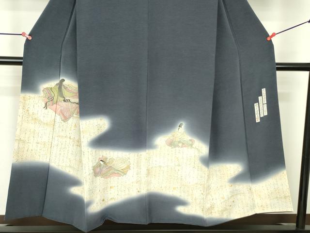 平和屋着物▼友禅師・京の名工・伝統工芸士・樽本伊勢蔵 訪問着 鹿 シカ 平安人物文 暈し染め 金銀彩 正絹 逸品 DABF3384op