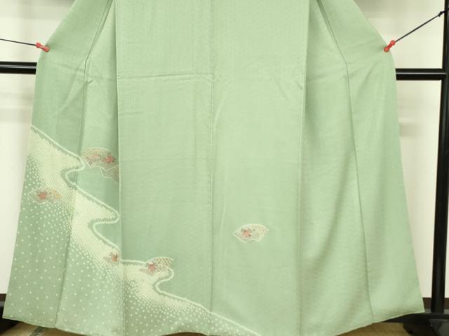 平和屋着物▼中国三大刺繍 スワトウ刺繍 汕頭刺繍 総刺繍 訪問着 絞り 地紙花文 金糸 正絹 逸品 DABF3407op