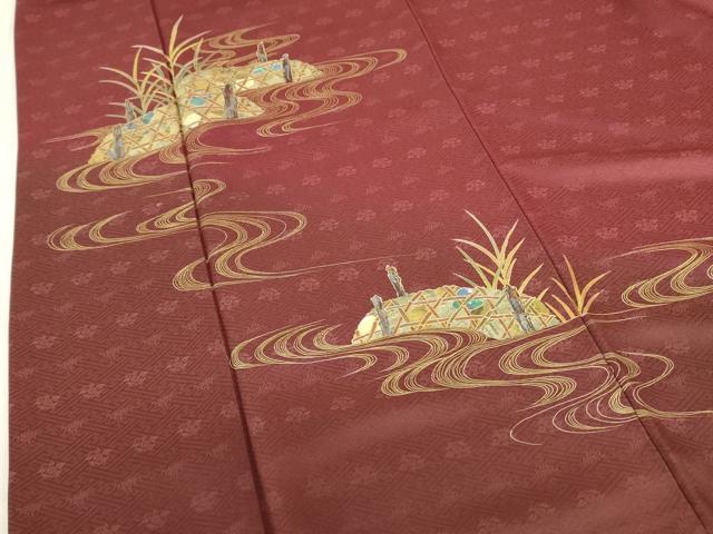 平和屋着物▼螺鈿作家 甲斐泰造 色留袖 螺鈿 流水籬文 暈し染め 金彩 正絹 逸品 DABF3418op