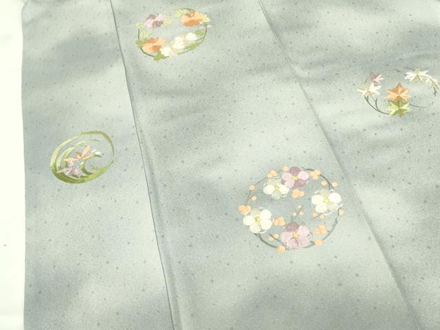 平和屋着物▼訪問着 総刺繍 花丸文 金糸 正絹 逸品 DABF3429op