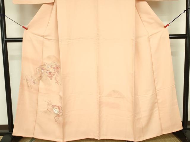 平和屋着物▼訪問着 総刺繍 鴛鴦扇面花文 暈し染め 正絹 逸品 DABF3432op