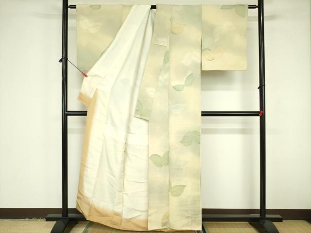 平和屋着物▼上質な小紋 地紋起こし 草花 暈し染め 正絹 逸品 DABF3433op