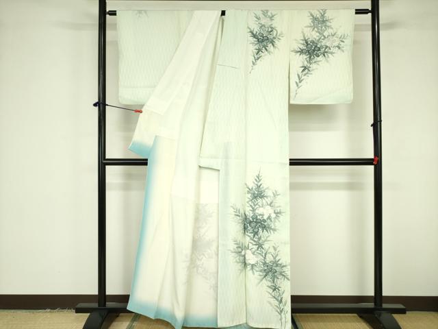 平和屋着物▼訪問着 手描き 草花 正絹 逸品 DABF3436op