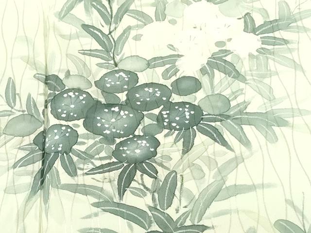 平和屋着物▼訪問着 手描き 草花 正絹 逸品 DABF3436op