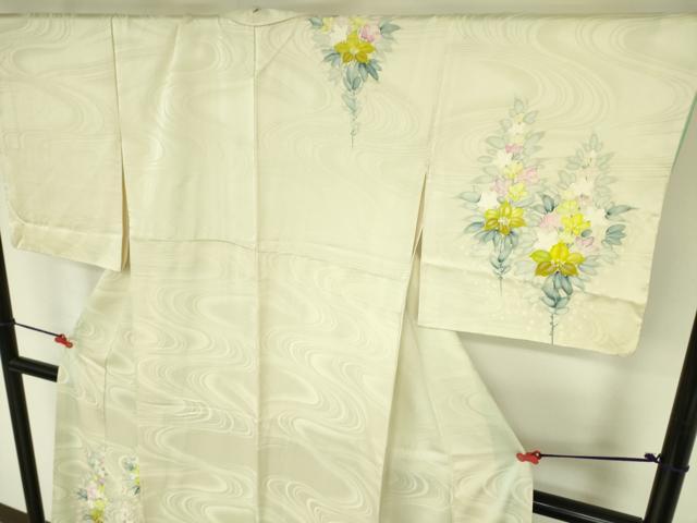 平和屋着物▼訪問着 手描き 草花 正絹 逸品 DABF3439op