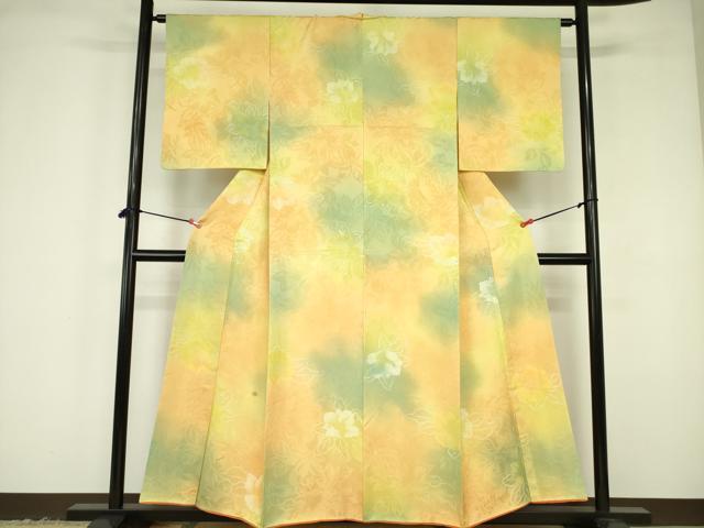 平和屋着物▼上質な小紋 地紋起こし 草花 暈し染め 正絹 逸品 DABF3446op
