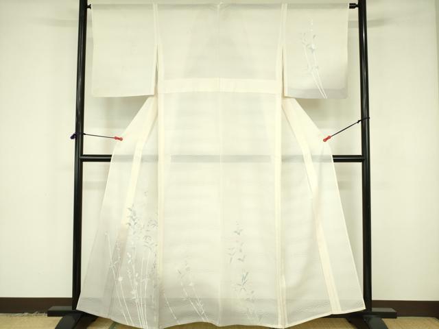 平和屋着物*夏物 訪問着 絽 草花 暈し染め 銀彩 正絹 逸品 DABF3467op