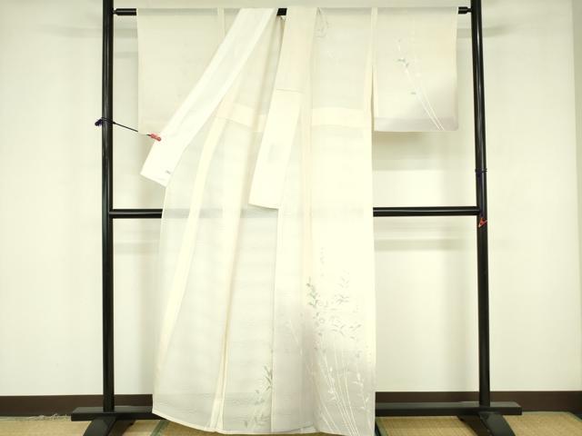 平和屋着物*夏物 訪問着 絽 草花 暈し染め 銀彩 正絹 逸品 DABF3467op