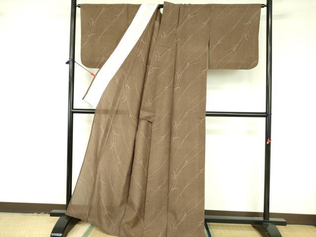 平和屋着物*夏物 紗紬 倭粋紗 草葉文 反端付き 正絹 逸品 DABF3468op