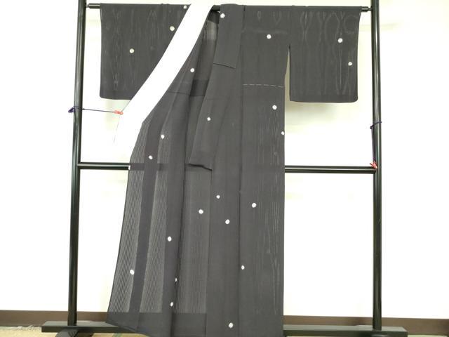 平和屋着物*夏物 小紋 縦絽 絽縮緬 草花丸文 正絹 逸品 DABF3469op
