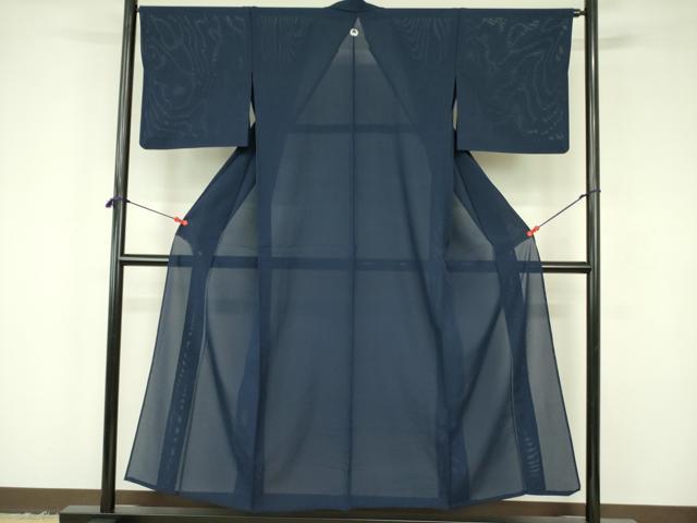 平和屋着物*夏物 色無地 絽 濃藍色 正絹 逸品 DABF3478op