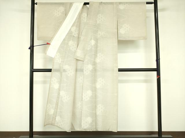 平和屋着物*夏物 本場大島紬 夏大島 白大島 麻の葉雪輪文 正絹 逸品 DABF3481op