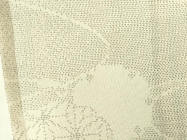 平和屋着物*夏物 本場大島紬 夏大島 白大島 麻の葉雪輪文 正絹 逸品 DABF3481op