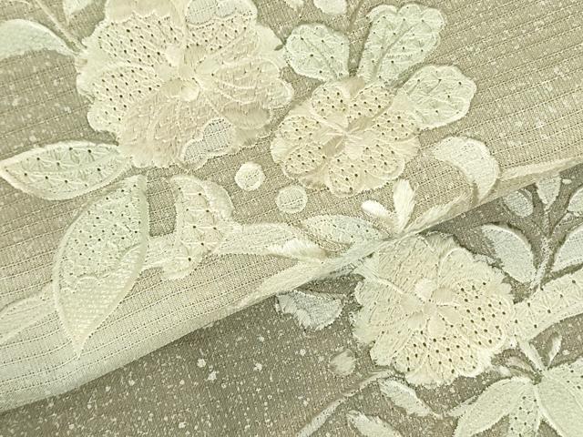 平和屋着物*夏物 中国三大刺繍 スワトウ刺繍 汕頭刺繍 総刺繍 訪問着 草花 暈し染め 正絹 逸品 未使用 DABF3483op