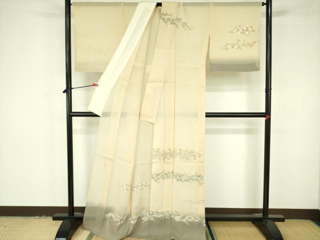 平和屋着物*夏物 訪問着 絽 草花松文 暈し染め 金彩 正絹 逸品 DABF3486op