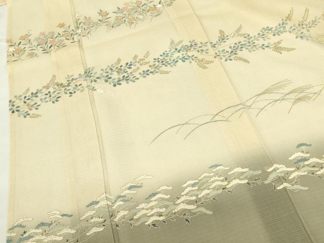 平和屋着物*夏物 訪問着 絽 草花松文 暈し染め 金彩 正絹 逸品 DABF3486op