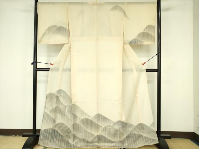 平和屋着物*夏物 訪問着 紗 風景文 暈し染め 正絹 逸品 DABF3487op