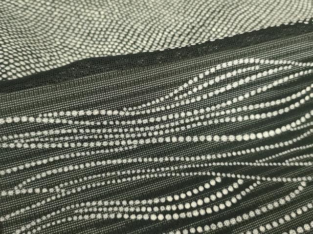 平和屋着物*夏物 小紋 絽 立波文 黒地 三越扱い 正絹 逸品 DABF3491op