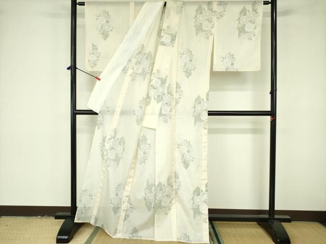 平和屋着物*夏物 小紋 絽 舞桜 洗える着物 DABF3498op