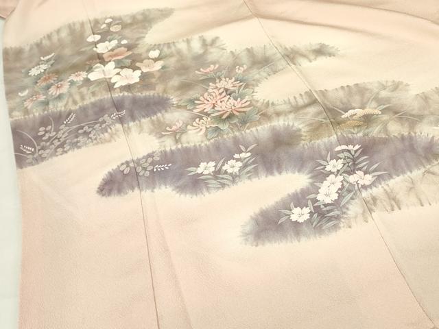 平和屋着物▼訪問着 手描き 草花 暈し染め 鬼しぼ縮緬 正絹 逸品 DABF3511op