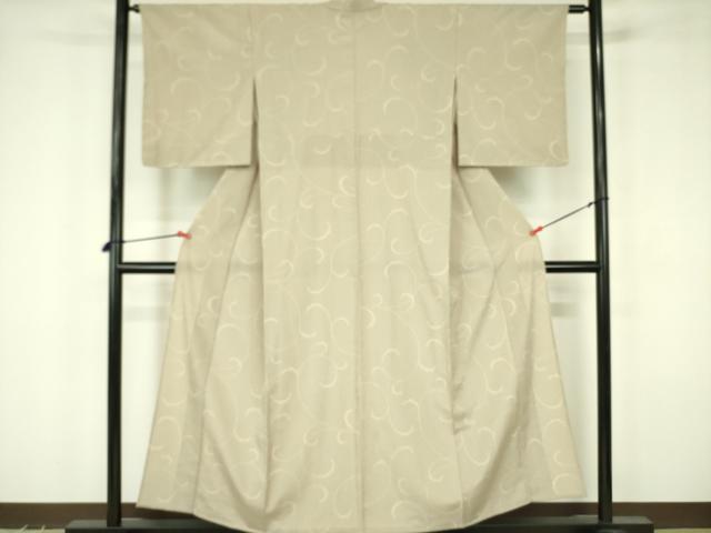平和屋着物▽本塩沢 単衣 唐草文 正絹 逸品 DABF3539op