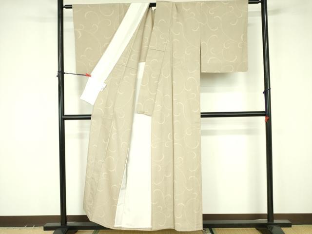 平和屋着物▽本塩沢 単衣 唐草文 正絹 逸品 DABF3539op