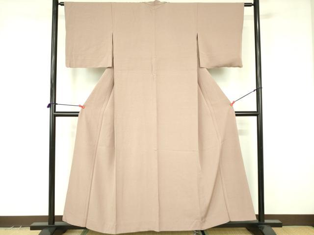 平和屋着物▽上質な色無地 単衣 白茶色 反端付き 正絹 逸品 DABF3546op