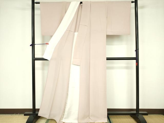 平和屋着物▽上質な色無地 単衣 灰桜色 正絹 逸品 DABF3552op