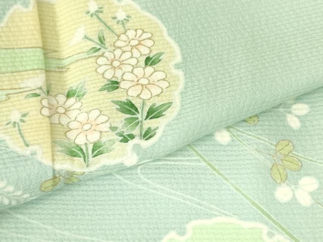 平和屋着物▽訪問着 単衣 雪輪花文 金彩 正絹 逸品 DABF3563op