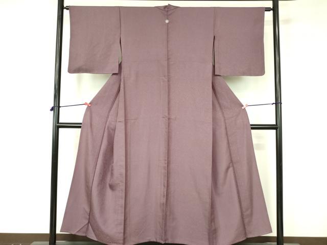 平和屋着物▽上質な色無地 単衣 花鳥地紋 濃色 正絹 逸品 DABF3574op