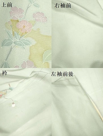 平和屋着物▽訪問着 単衣 草花 暈し染め ロング丈 正絹 逸品 DABF3575op