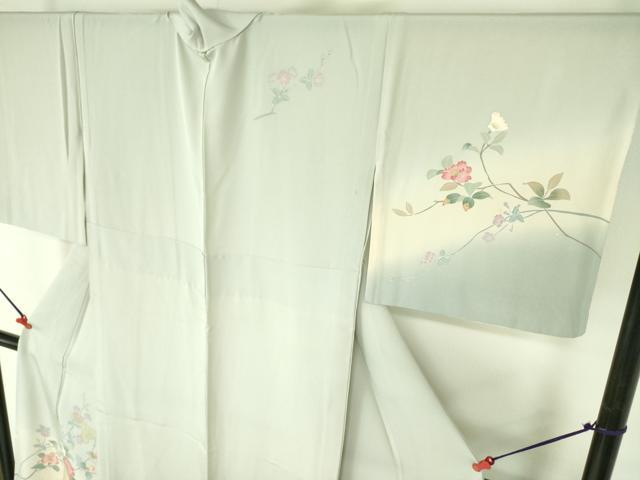 平和屋着物▽訪問着 単衣 草花 暈し染め ロング丈 正絹 逸品 DABF3575op