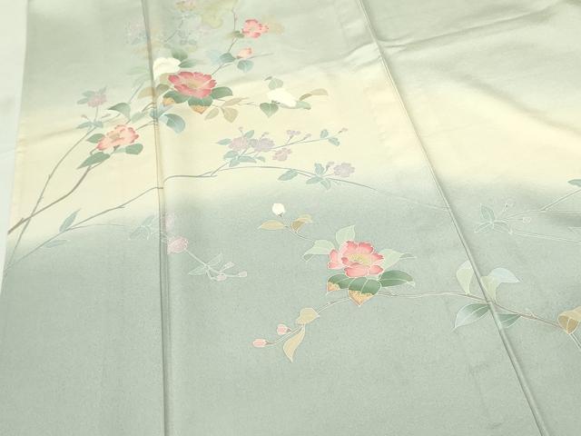 平和屋着物▽訪問着 単衣 草花 暈し染め ロング丈 正絹 逸品 DABF3575op