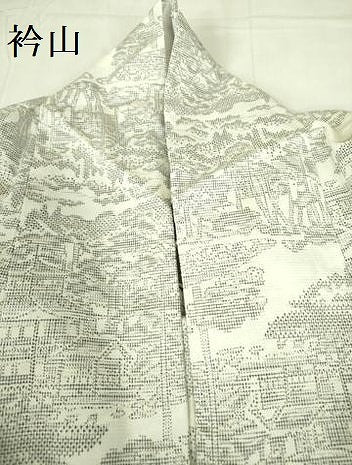 平和屋着物▽小紋 単衣 風景文 洗える着物 DABF3579op