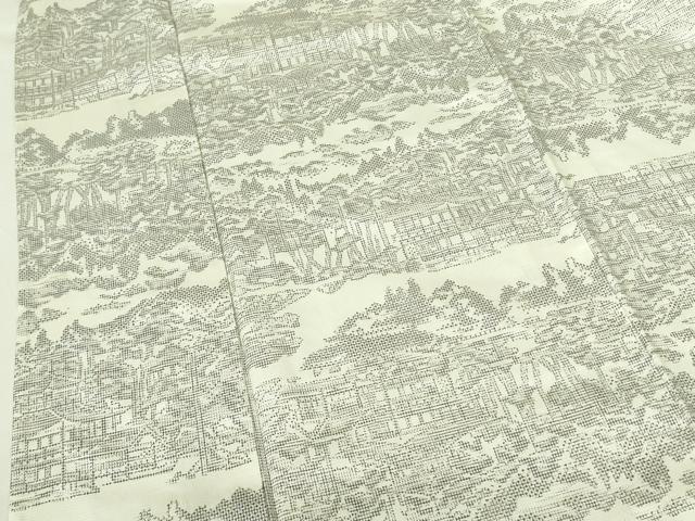 平和屋着物▽小紋 単衣 風景文 洗える着物 DABF3579op