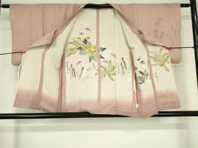 平和屋着物▽道中着 スリーシーズン 春夏秋 塵除け 草花文 正絹 逸品 DABF3590op