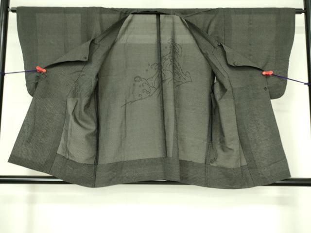 平和屋着物▽本塩沢 道行コート スリーシーズン 春夏秋 塵除け 十字絣 立波文 正絹 逸品 DABF3593op