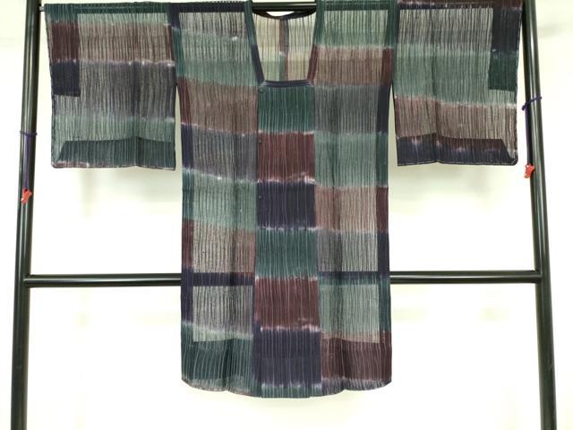 平和屋着物▽道行コート スリーシーズン 春夏秋 塵除け 格子 ロング丈 正絹 逸品 DABF3595op