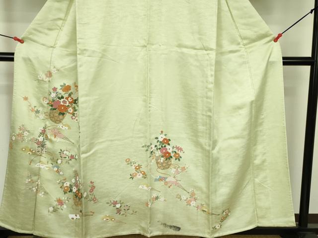 平和屋着物▽訪問着 単衣 花籠文 金彩 正絹 逸品 DABF3601op