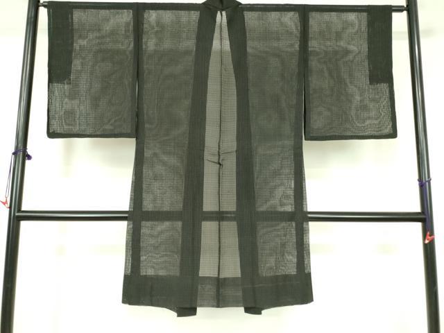 平和屋着物▽長羽織 スリーシーズン 春夏秋 塵除け 黒色 ロング丈 正絹 逸品 DABI5630op