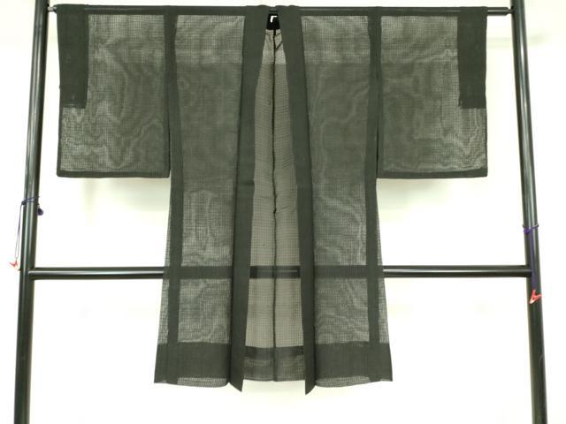 平和屋着物▽長羽織 スリーシーズン 春夏秋 塵除け 黒色 ロング丈 正絹 逸品 DABI5630op