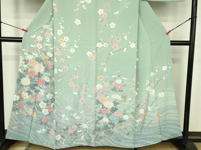 平和屋着物●訪問着 花鳥文 暈し染め 正絹 逸品 DABF3622op